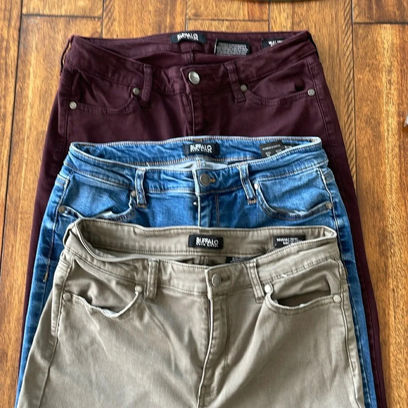 Buffalo Jeans 3 pair bundle size 6 / 28 green blue burgundy - Picture 2 of 16